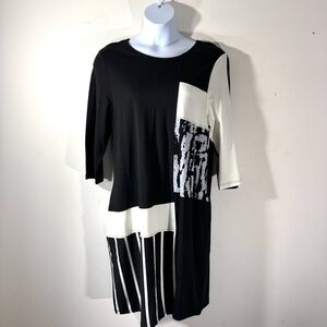 Fashion Concepts Knit Artsy Midi Dress black and white
